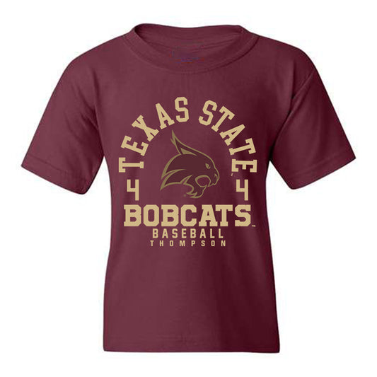Texas State - NCAA Baseball : Cam Thompson - Youth T-Shirt Maroon Classic Fashion