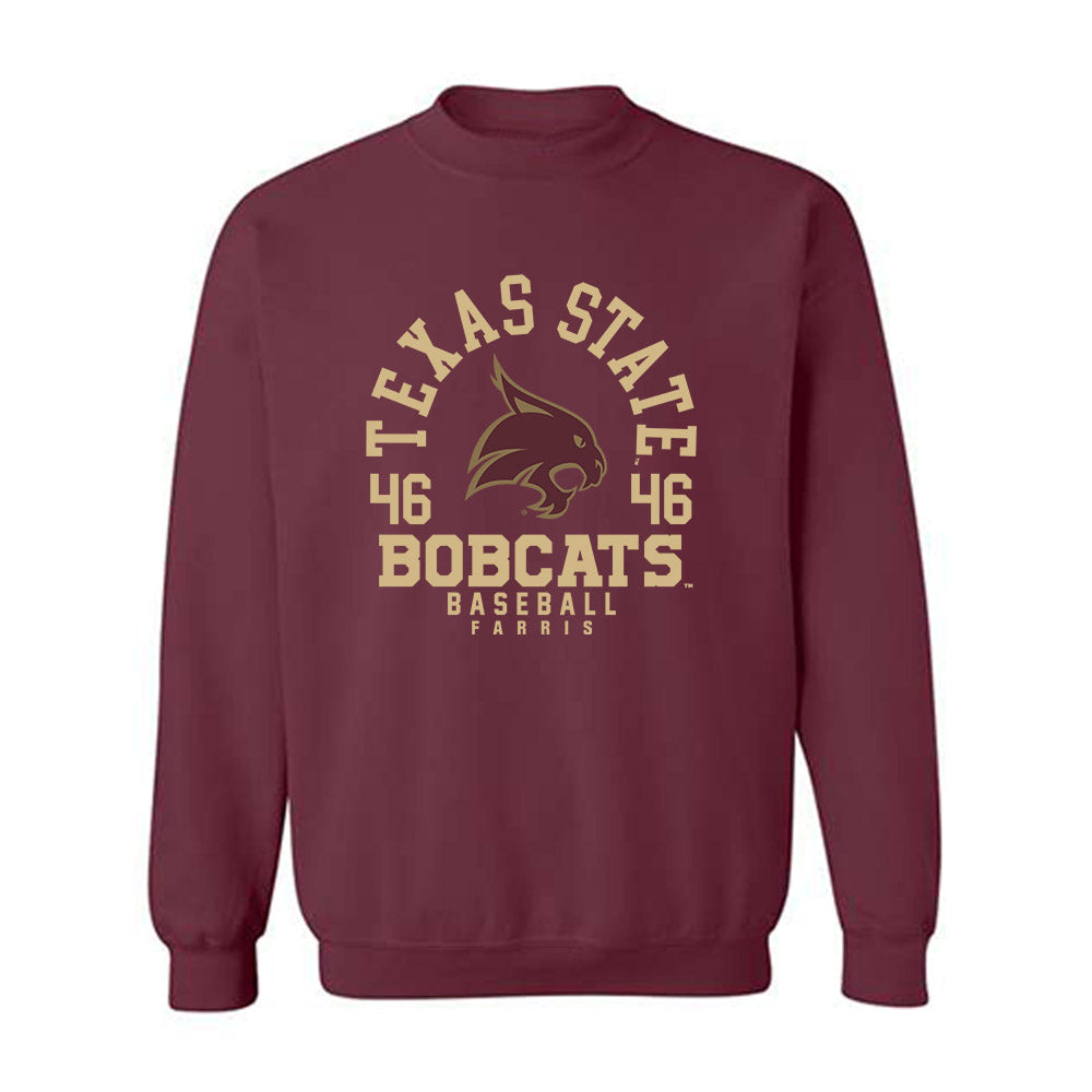 Texas State - NCAA Baseball : Ethan Farris - Crewneck Sweatshirt Classic Fashion Shersey
