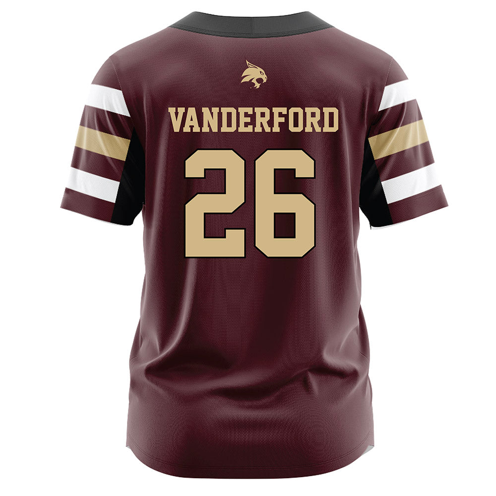 Texas State - NCAA Softball : Sara Vanderford - Baseball Jersey