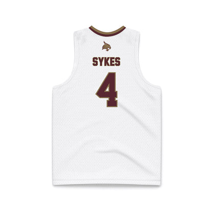 Texas State - NCAA Men's Basketball : Davion Sykes - White Jersey Basketball Jersey