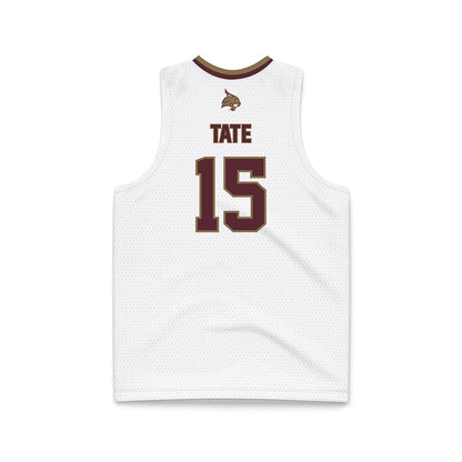 Texas State - NCAA Men's Basketball : Elijah Tate - White Jersey Basketball Jersey