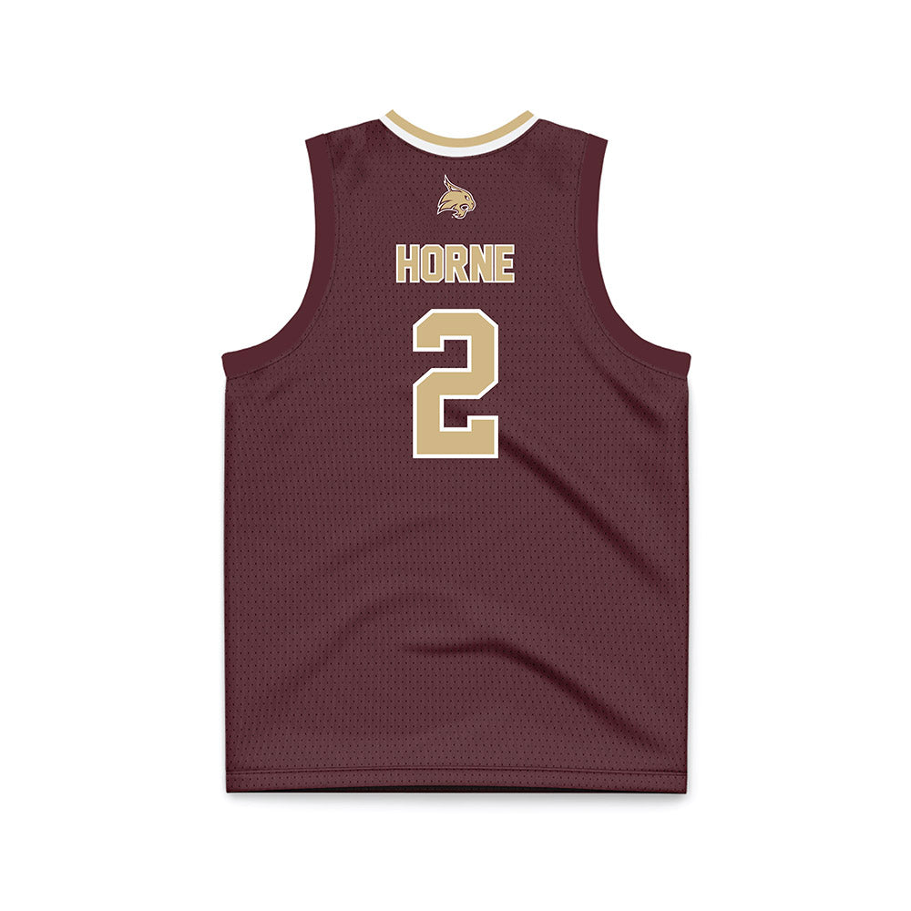 Texas State - NCAA Men's Basketball : Dontae Horne - Maroon Basketball Jersey