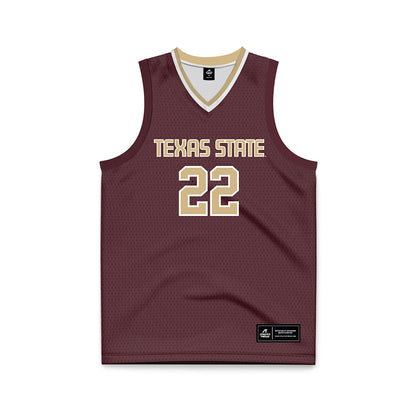 Texas State - NCAA Men's Basketball : Coleton Benson - Maroon Basketball Jersey