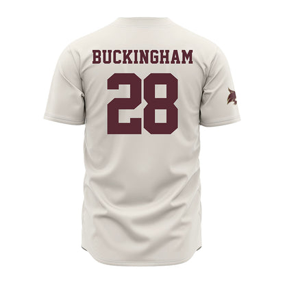 Texas State - NCAA Baseball : Dalton Buckingham - Cream Baseball Jersey