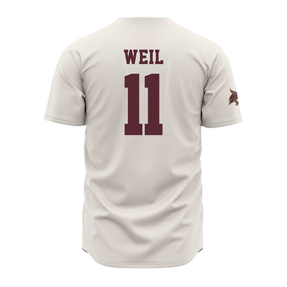 Texas State - NCAA Baseball : Kameron Weil - Cream Baseball Jersey