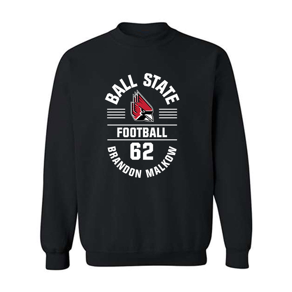 Ball State - NCAA Football : Brandon Malkow - Black Classic Fashion Shersey Sweatshirt