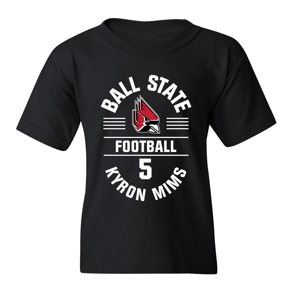 Ball State - NCAA Football : Kyron Mims - Black Classic Fashion Shersey Youth T-Shirt