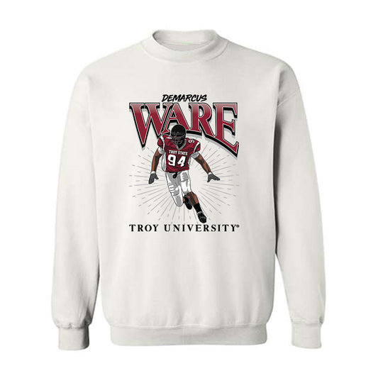 Troy - NCAA Football : Demarcus Ware - White Individual Caricature Sweatshirt
