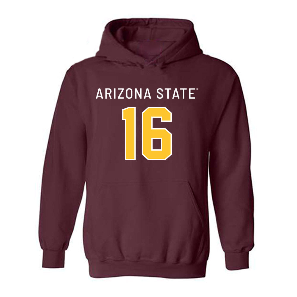 Arizona State - NCAA Football : Trenton Bourguet - Maroon Replica Shersey Hooded Sweatshirt