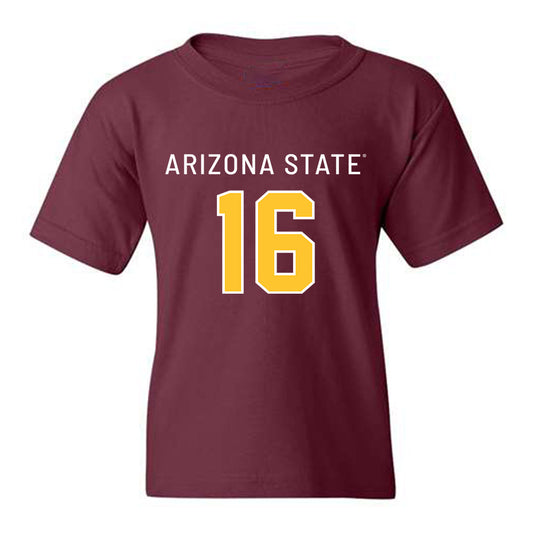 Arizona State - NCAA Football : Trenton Bourguet - Maroon Replica Shersey Youth T-Shirt