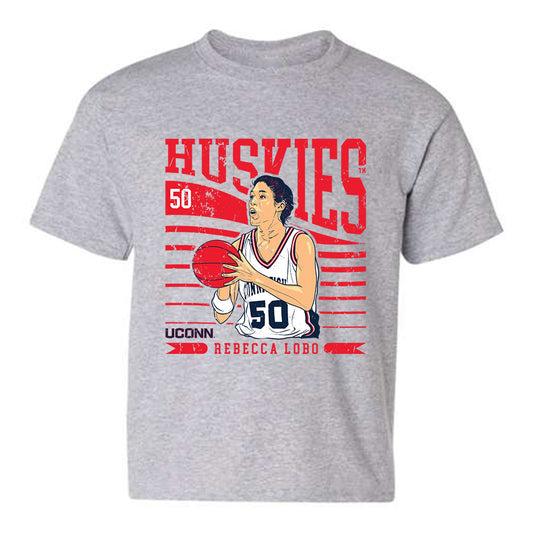 UConn - Women's Basketball Legends - Rebecca Lobo - Youth T-Shirt Individual Caricature