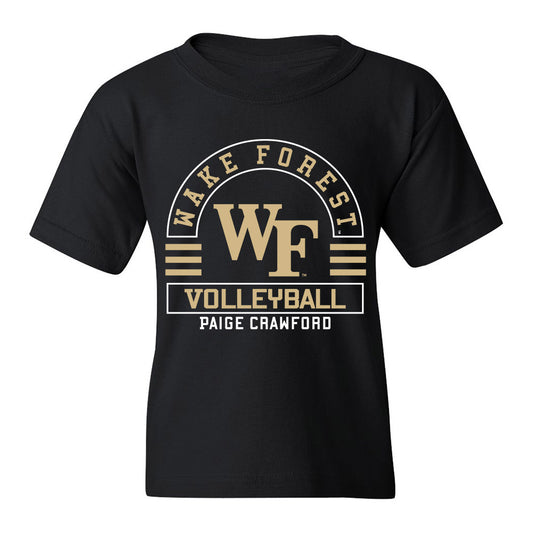 Wake Forest - NCAA Women's Volleyball : Paige Crawford - Black Classic Fashion Youth T-Shirt