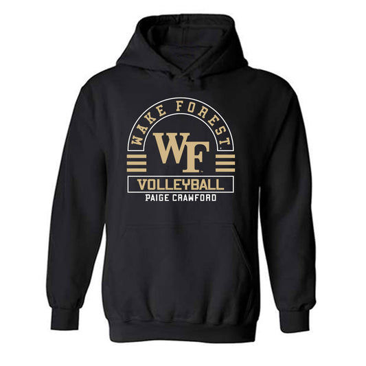 Wake Forest - NCAA Women's Volleyball : Paige Crawford - Black Classic Fashion Hooded Sweatshirt