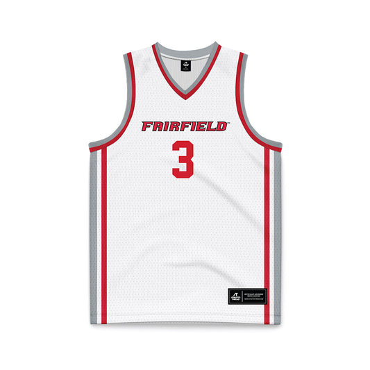 Fairfield - NCAA Men's Basketball : Jalen Leach - Basketball Jersey White