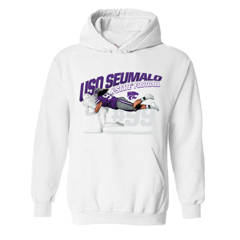 Kansas State - NCAA Football : Uso Seumalo - Caricature Hooded Sweatshirt