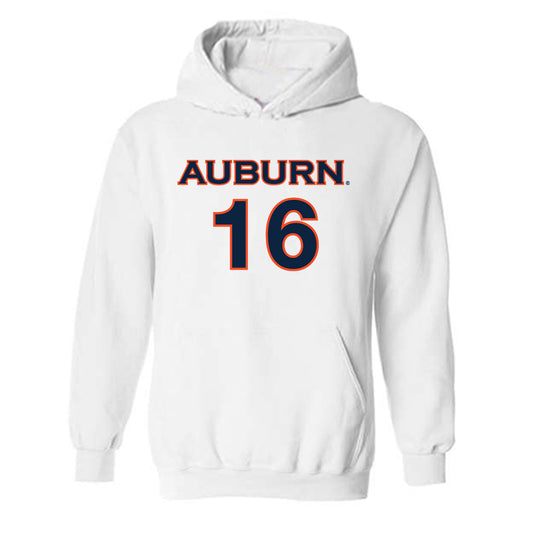 Auburn - NCAA Women's Soccer : Dylan Driver - White Replica Shersey Hooded Sweatshirt