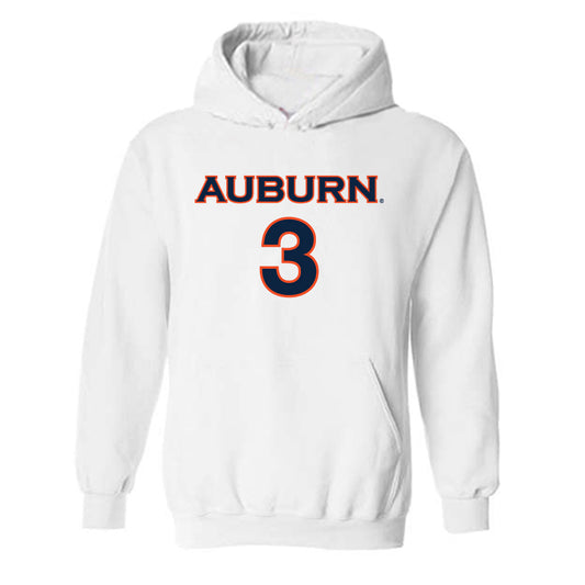 Auburn - NCAA Women's Soccer : Helene Tyburczy - White Replica Shersey Hooded Sweatshirt