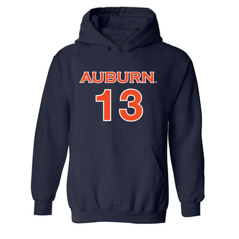 Auburn - NCAA Women's Soccer : Taylor Richards - Navy Replica Shersey Hooded Sweatshirt