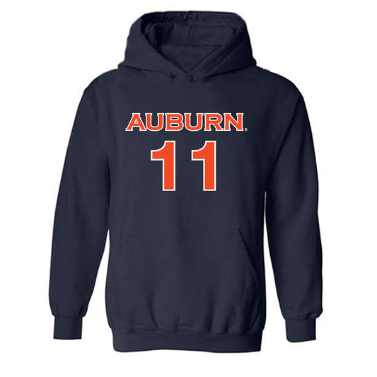 Auburn - NCAA Women's Soccer : LJ Knox - Navy Replica Shersey Hooded Sweatshirt