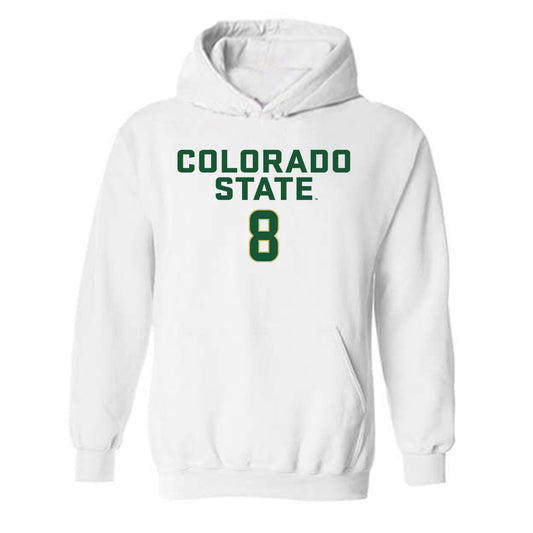 Colorado State - NCAA Women's Volleyball : Taylor Pagan - White Replica Shersey Hooded Sweatshirt