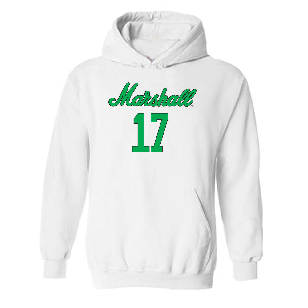 Marshall - NCAA Women's Volleyball : Bella Thompson - White Replica Shersey Hooded Sweatshirt