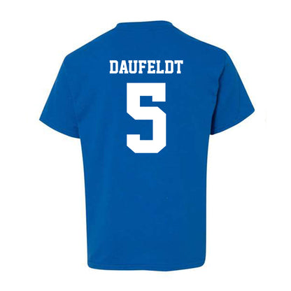 Drake - NCAA Women's Volleyball : Macy Daufeldt - Royal Replica Youth T-Shirt