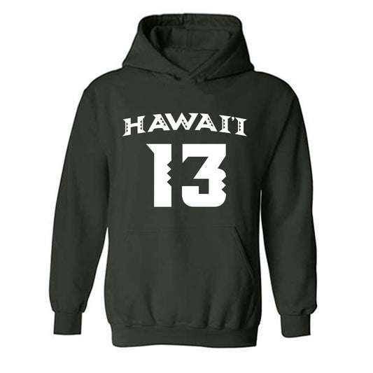 Hawaii - NCAA Women's Volleyball : Talia Edmonds - Green Replica Shersey Hooded Sweatshirt