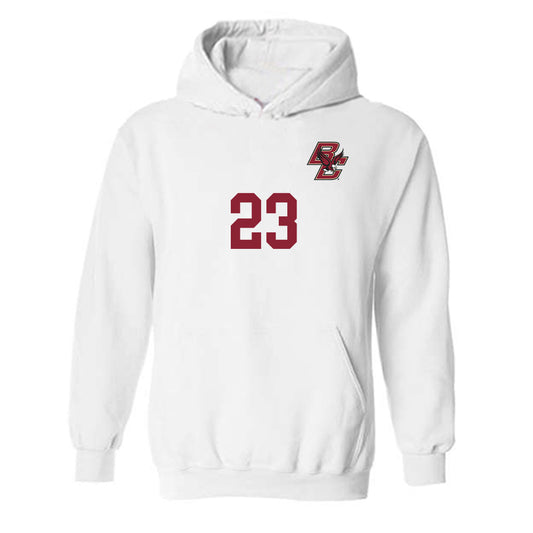 Boston College - NCAA Women's Soccer : Madison Landers - White Replica Hooded Sweatshirt