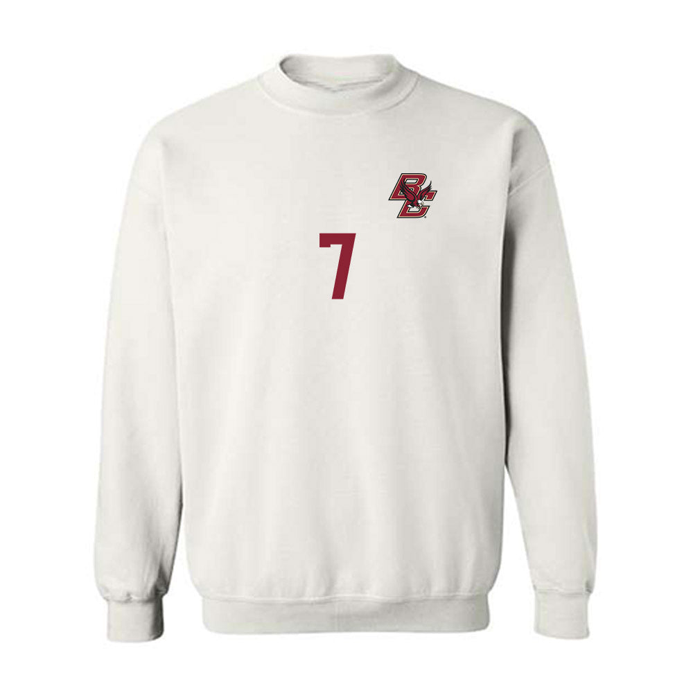 Boston College - NCAA Men's Soccer : Aidan Farwell - White Replica Sweatshirt