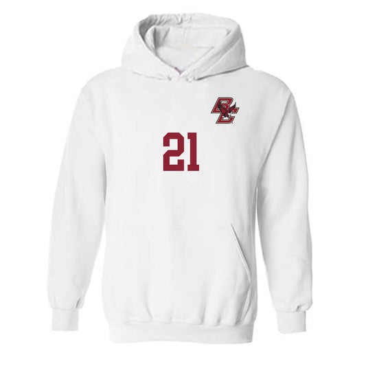 Boston College - NCAA Women's Soccer : Andrea Barth - White Replica Hooded Sweatshirt