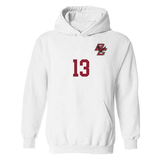 Boston College - NCAA Women's Soccer : Ava Feeley - White Replica Hooded Sweatshirt