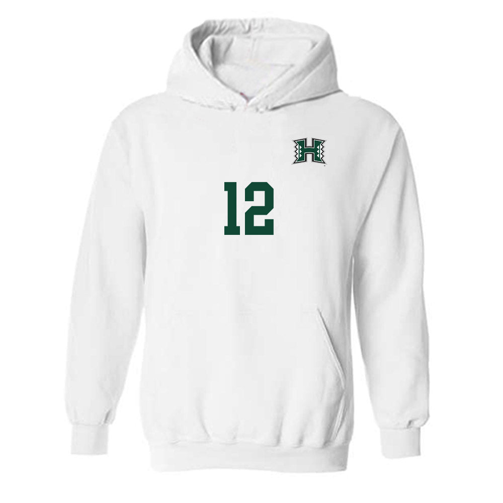 Hawaii - NCAA Women's Soccer : Krista Peterson - White Replica Shersey Hooded Sweatshirt