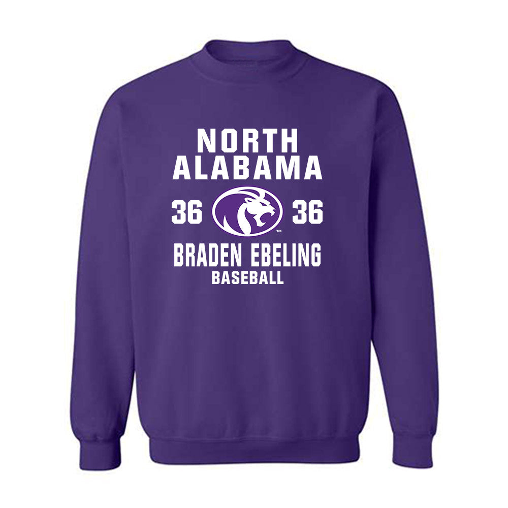 North Alabama - NCAA Baseball : Braden Ebeling - Crewneck Sweatshirt Classic Shersey