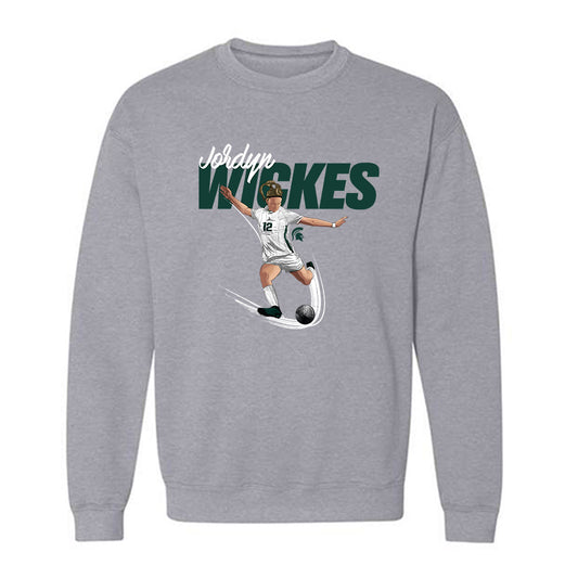 Michigan State - NCAA Women's Soccer : Jordyn Wickes - Crewneck Sweatshirt Individual Caricature