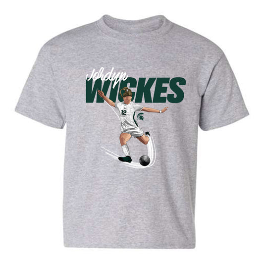 Michigan State - NCAA Women's Soccer : Jordyn Wickes - Youth T-Shirt Individual Caricature