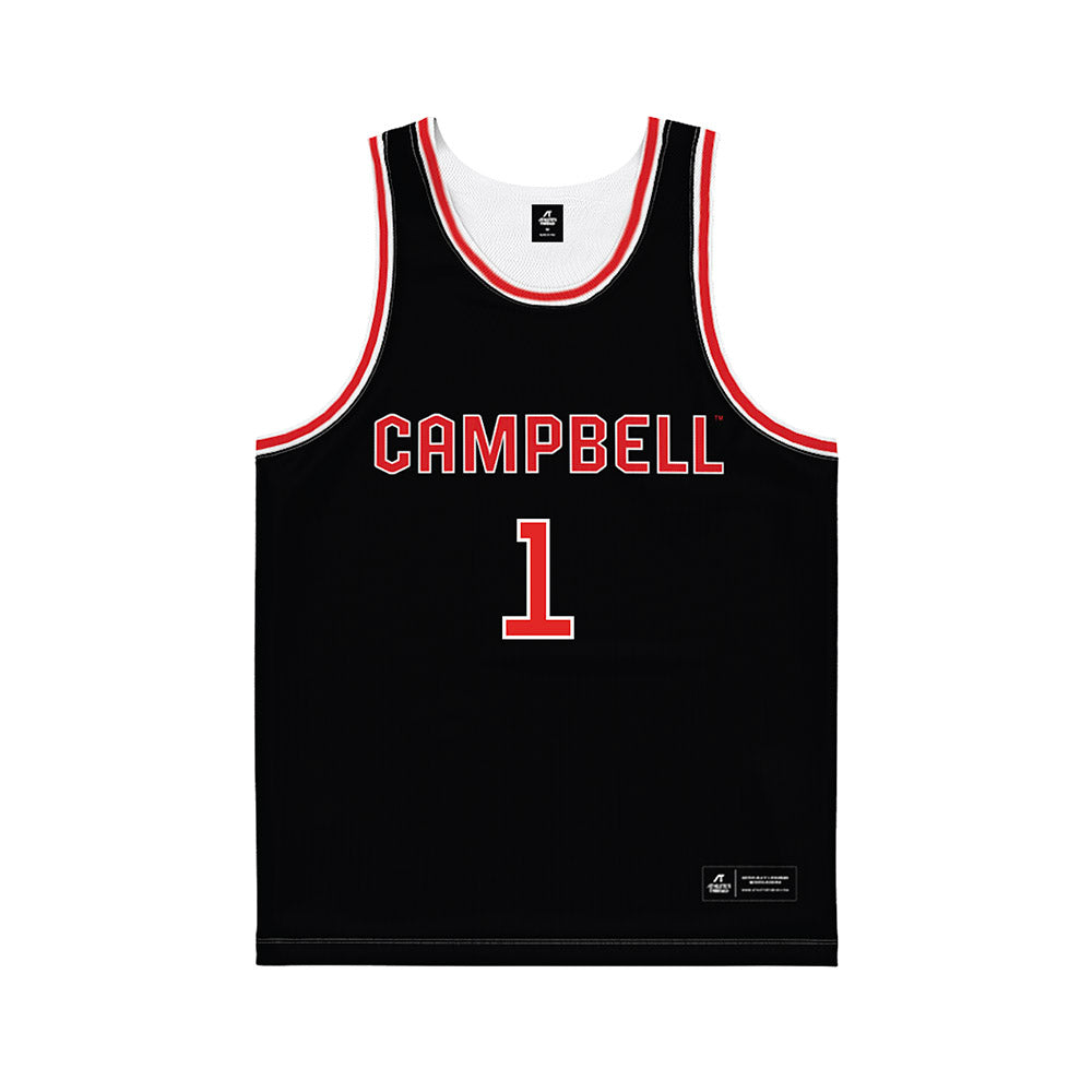 Campbell - NCAA Men's Basketball : Tasos Cook - Black Jersey