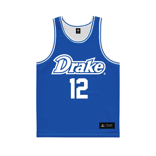 Drake - NCAA Men's Basketball : Tucker DeVries - Basketball Jersey Blue