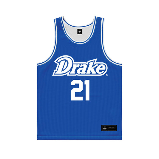 Drake - NCAA Men's Basketball : Andrew Alia - Basketball Jersey Blue