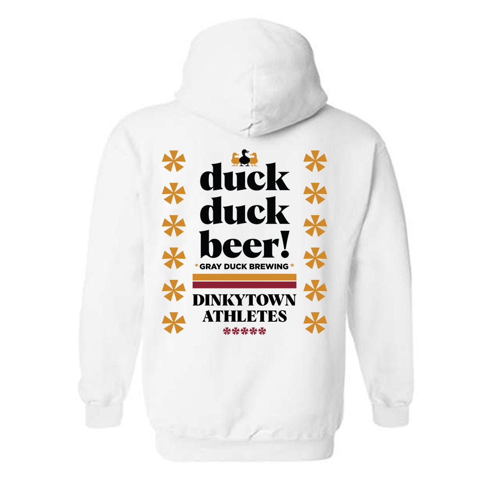 Dinkytown Athlete x Duck Duck : White - Hooded Sweatshirt