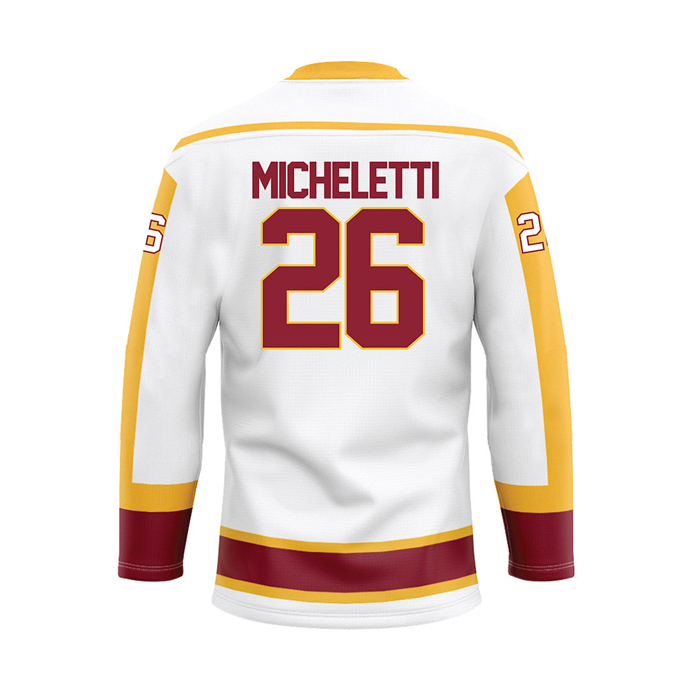 Minnesota - NCAA Men's Ice Hockey : Pat Micheletti - White Ice Hockey Jersey