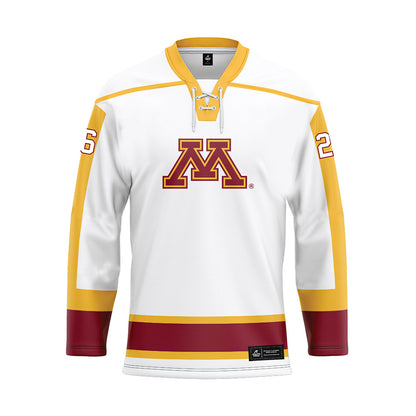 Minnesota - NCAA Men's Ice Hockey : Pat Micheletti - White Ice Hockey Jersey