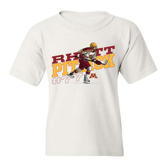 Minnesota - NCAA Men's Ice Hockey : Rhett Pitlick - Youth T-Shirt Individual Caricature