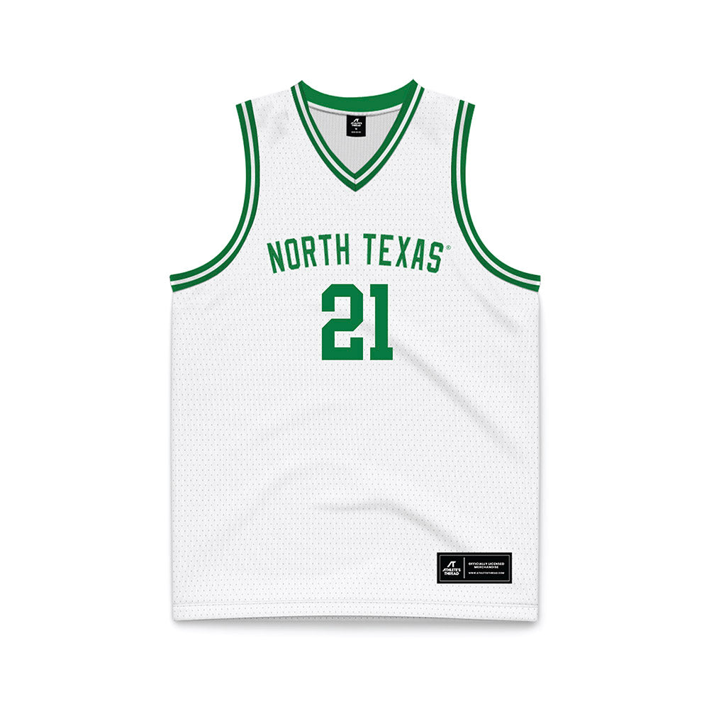 North Texas - NCAA Men's Basketball : Chrisdon Morgan - White Basketball Jersey