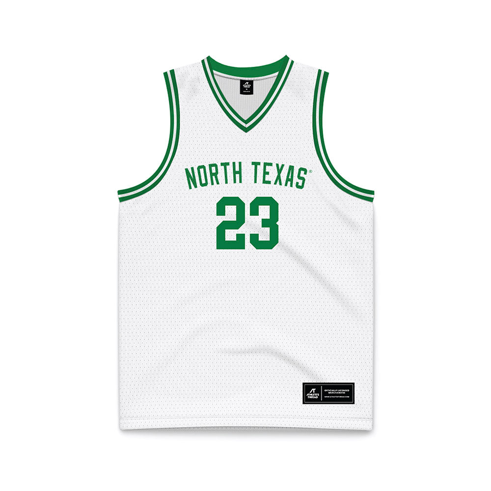 North Texas - NCAA Men's Basketball : Matthew Stone - White Basketball Jersey