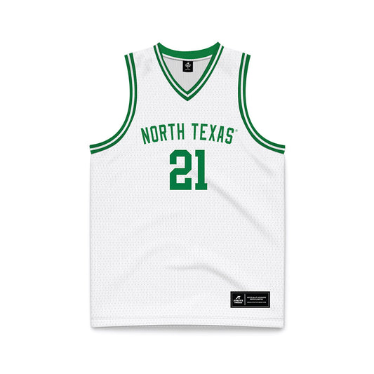 North Texas - NCAA Men's Basketball : Chris Morgan - White Basketball Jersey