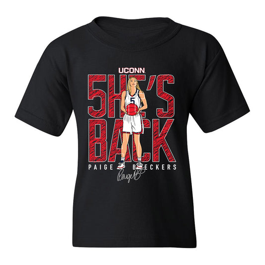UConn - NCAA Women's Basketball : Paige Bueckers - Youth T-Shirt Individual Caricature