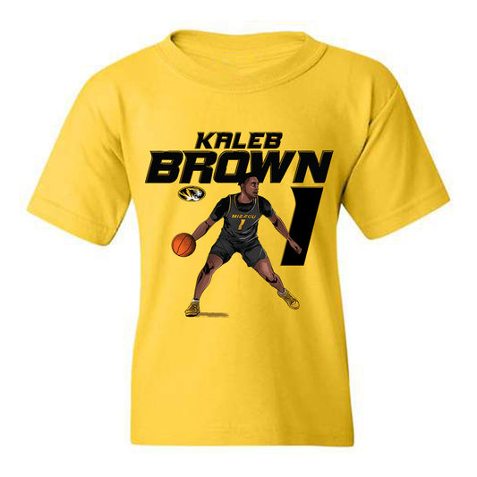 Missouri - NCAA Men's Basketball : Kaleb Brown - Youth T-Shirt Individual Caricature
