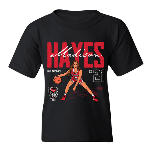 NC State - NCAA Women's Basketball : Madison Hayes - Youth T-Shirt Individual Caricature