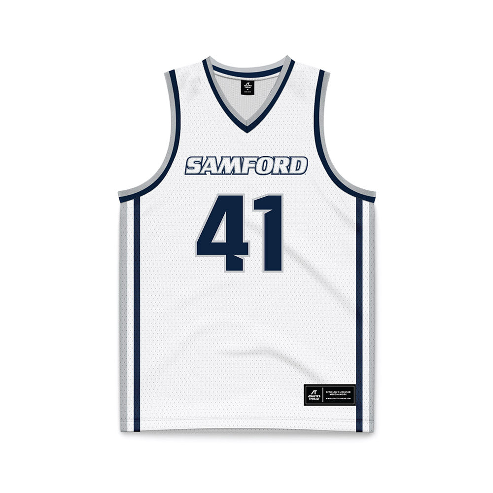 Samford - NCAA Men's Basketball : Jersey 41 - White Basketball Jersey