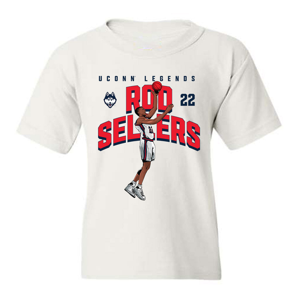 UConn - Men's Basketball Legends : Rod Sellers - Youth T-Shirt Individual Caricature